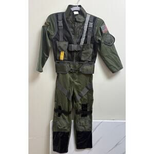 Kids Air Force Pilot Flight Suit Costume Child Size 7 8 Military Jumpsuit